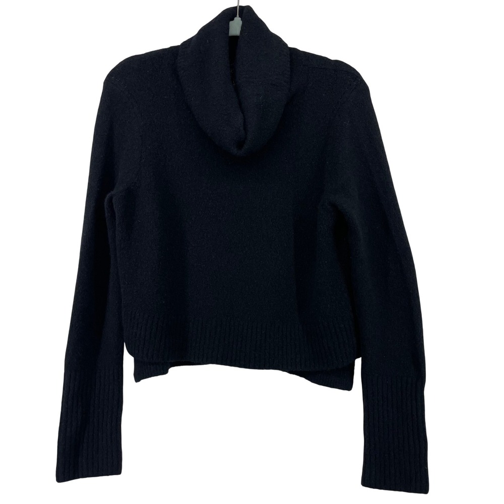 AllSaints Size M Cowl Neck Sweater Black Wool Yak Blend Side Slit Minimalist